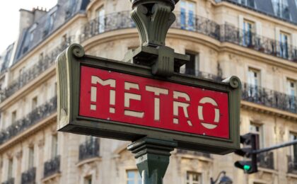 Red sign that shows Paris Metro and reads Metro